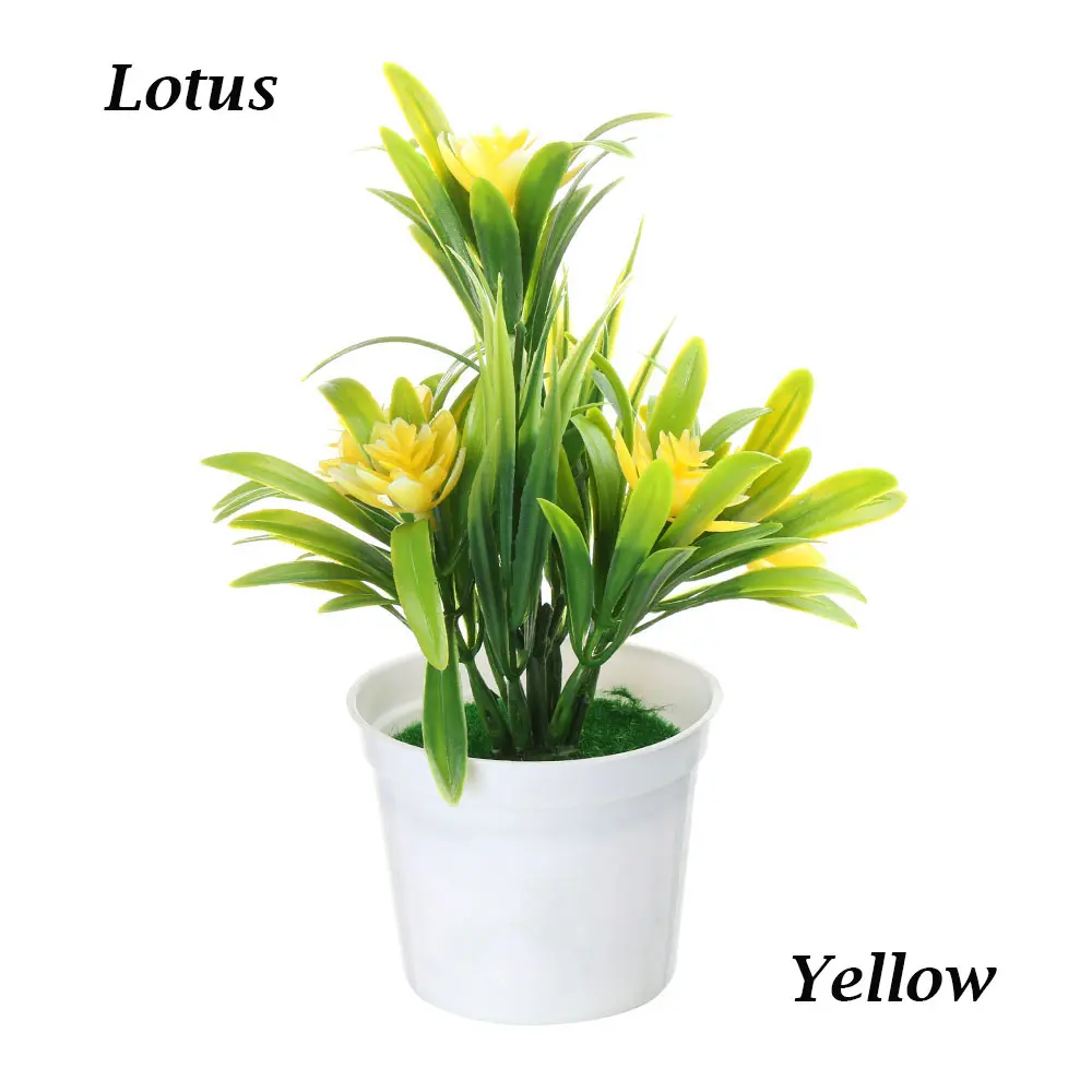lotus-yellow Свадебные реквизиты для фотосъемки вечерние настольные орнаменты реалистичные растения Моделирование цветок горшечные украшения для дома - Цвет: lotus-yellow
