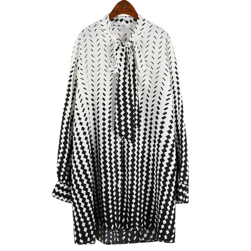 black DMY2478 XITAO/ весеннее Элегантное маленькое платье в полоску с бантом; модное повседневное Свободное платье с длинным рукавом и бантом; платье с бантом; DMY2478 - Цвет: black DMY2478