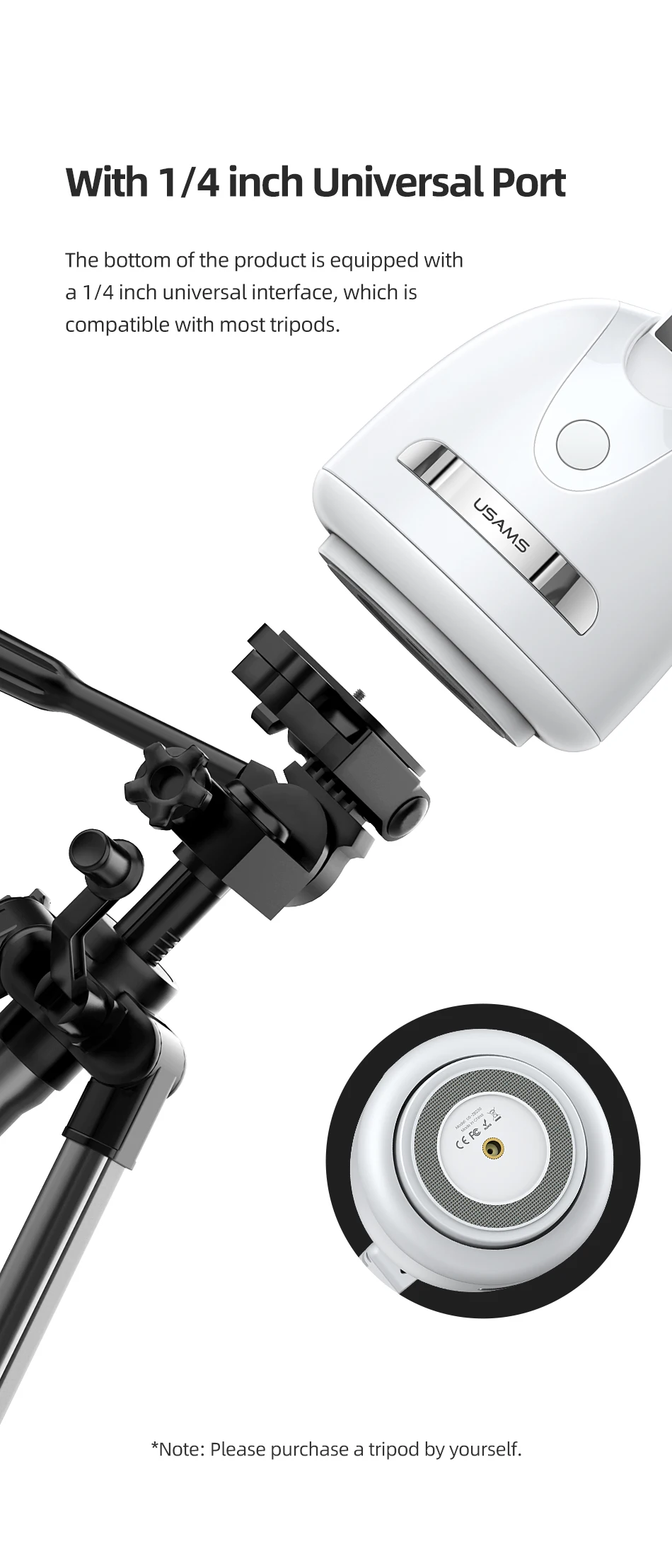 USAMS Portable 360 Rotation Auto Smart Face Track Phone Holder Support Phone Mount Tripod with Face Tracking US-ZB239 30 Hfb82ac4065324976a0ebca73c895fc15h