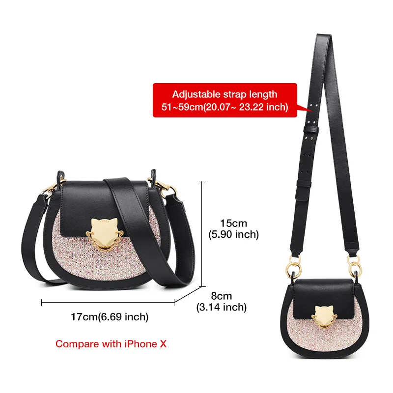 FOXER Fashion Girl Crossbody Bag Glett luxury Messenger Bag Split Leather Women Designer Bag Chic Flap Female Brand Shoulder Bag