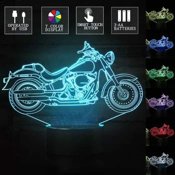 

3D Illusion Motorcycle LED Night Light 7 Color Changing Touch Switch Table Desk Lamp Birthday Christmas Gift for Kids Room Decor