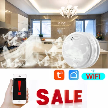 

WiFi Fire Alarm Smoke Detector Tuya APP Control Smart Smoke Sensor Wireless Sensor Fire Detector for Home Security System