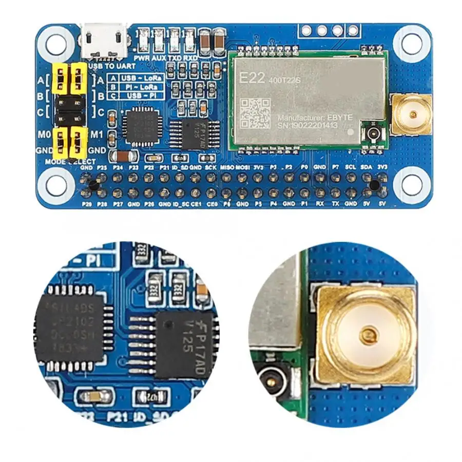 SX1268 для LoRa 433MHz Air Wakeup Беспроводная конфигурация Плата расширения для Raspberry Pi