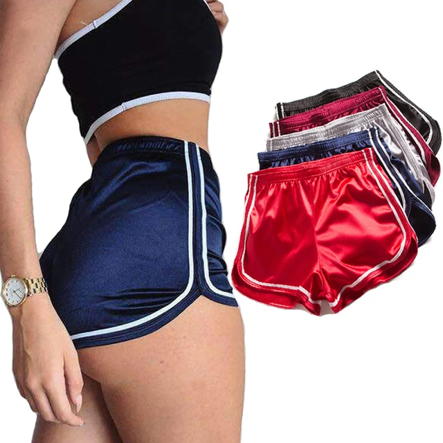 US $4.20 2019 New Women Sportswear Summer Sport Silky Slim Gym Shorts Elastic Waist Beach Egde Running Short