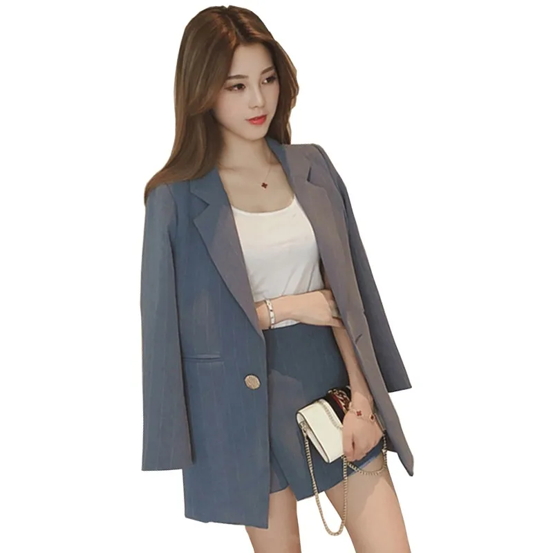 Женский офисный Блейзер на одной пуговице повседневный облегающий пиджак и