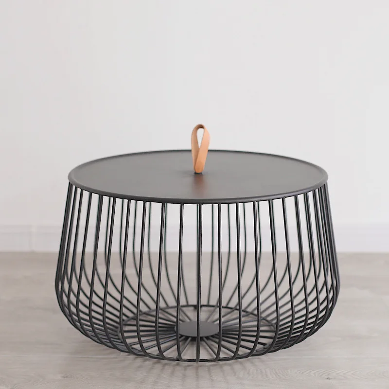 Nordic Iron Art Creative Simple Sofa Coffee Table Metal Living Room Office Ins Wind Milk Tea Shop Lazy Sofa Table Desk - Цвет: Black-L