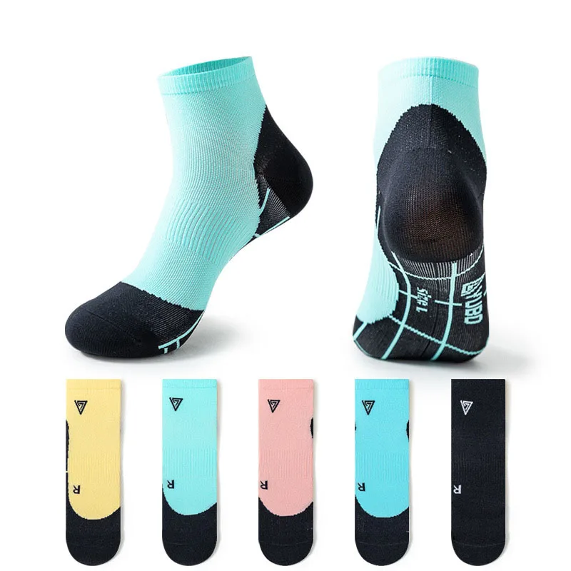 Sport Quick-dry Running Socks Men/Women Bright Color Brethable Professional Athletic Fitness Outdoor Marathon Short Ankle Sock
