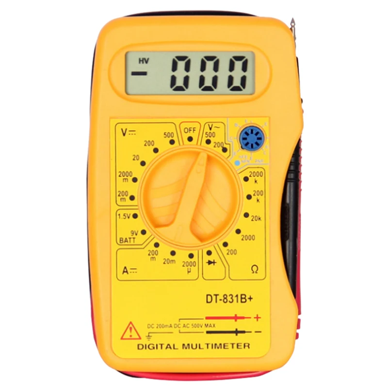 Цвет: желтый DT831B Digital Multimeter Clamp Meter Portable Pocket voltmeter ammeterMultimeter Tester Modern Current Capacitance Tester - Цвет: Цвет: желтый