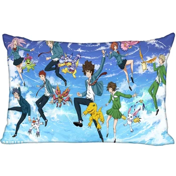 

Hot Digimon Printed Satin Pillowcases Two sides Standard Silk Soft Rectangle zipper pillowcover More size Custom LOGO