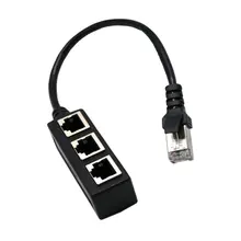 Adaptador de cabo rj45 dos ethernet do divisor 1 ao conector da tomada de rede do lan de 3 portos para a extensão de rede