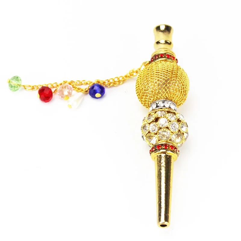 Hookah Mouthpieces Metal Hookah Mouthpiece with Crystal Reusable Mouth Tips Narguile Chicha Cachimbas Water Pipe Crystal Hookah Shisha Mouthpieces