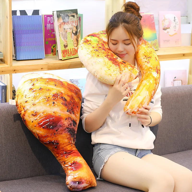 Simulated Food Pillow and Shaking Toy Birthday Gift Strange Personality Chicken Legs Chicken Wings Shrimp Meat and Plush Toys