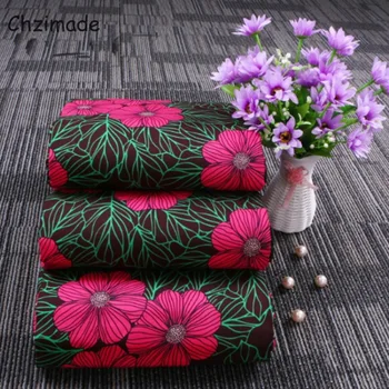 

Chzimade 1Yard Red Flower Printed African Wax Print Fabric For Women Wedding Dress 100% Polyester Patchwork Fabric Diy Crafts