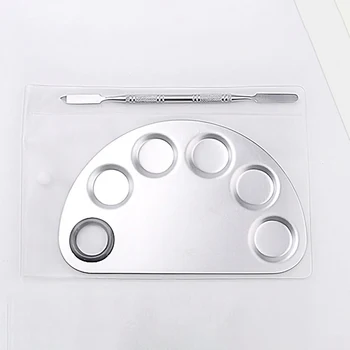 

1pc Semi Circle Moon Shape Mixing Palette Pro Cosmetic Stainless Steel Makeup Art Plate Spatula Set