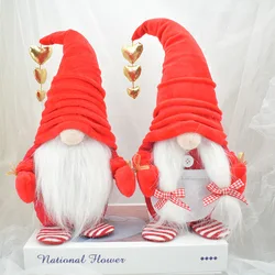 Muñeca sin rostro roja sentado, muñeco para el Día de San Valentín, regalo de decoración para ventana de Navidad, novedad de 2021