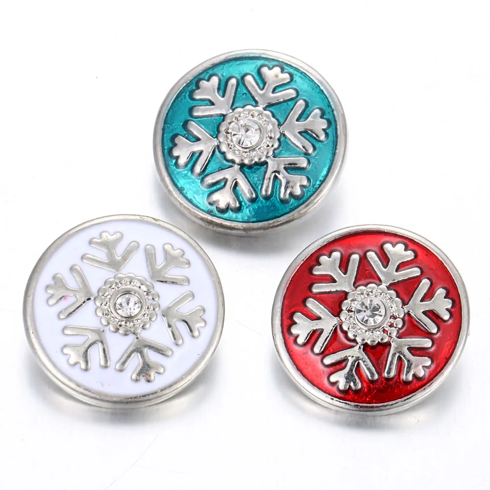 

6pcs/lot Hot Sale 18mm Christmas Snap Buttons Jewelry Snowflake Snap Jewelry for 18mm Silver Snap Bracelet Charm Christmas Gifts