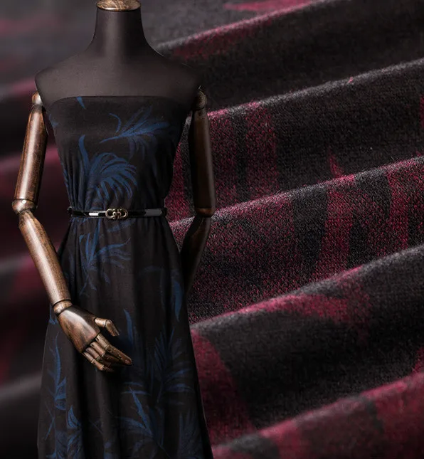 НОВАЯ Трикотажная бархатная ткань высокого класса, модный материал, Осень-зима, Шерсть; жаккард Платье с цифровым принтом, бархатная ткань