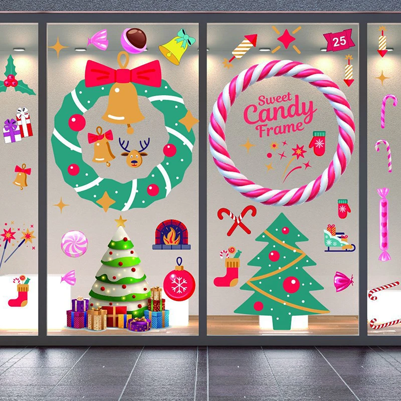 Christmas Windows 2022 2022 Christmas Window Decal Christmas Tree Stickers Winter Wall Decals For  Kids Rooms New Year Christmas Window Decorations|Wall Stickers| - Aliexpress