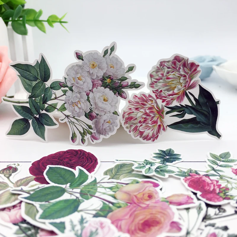 15 Buah Gambar Tangan Cat Air Retro Bunga Besar Stiker Dekoratif Stiker Untuk Notebook Perencana Scrapbooking Diy Kertas Stiker Berbagai Macam Stiker Aliexpress