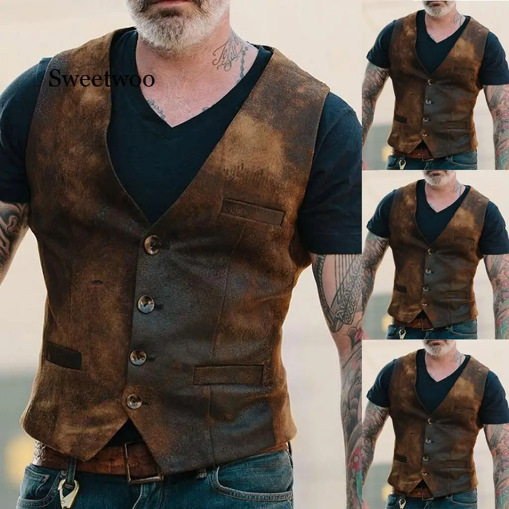 

Men's Casual Vest Male Clothing Explosion Models European And American Handsome Fashion Retro Men's Single-breasted Vest