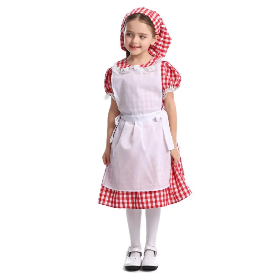 Only Dress От 4 до 12 лет, Детский костюм крестьянина в средневековой ферме, костюм крестьянина для детей, Красная Шапочка, фантазия, Хэллоуин, вечерние маскарадные костюмы - Цвет: Only Dress