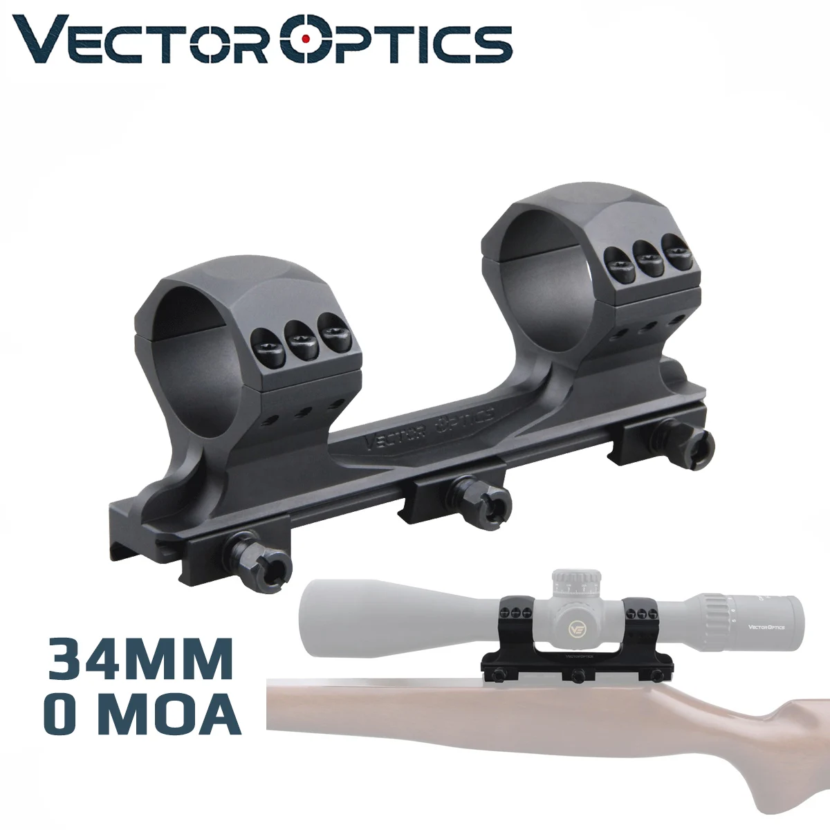X-Accu 34mm High Profile One Piece 0 MOA Mount Rings Fit Picatinny Rail Max 65mm Scope Objective Lens For Big Recoil Calibers | Спорт и