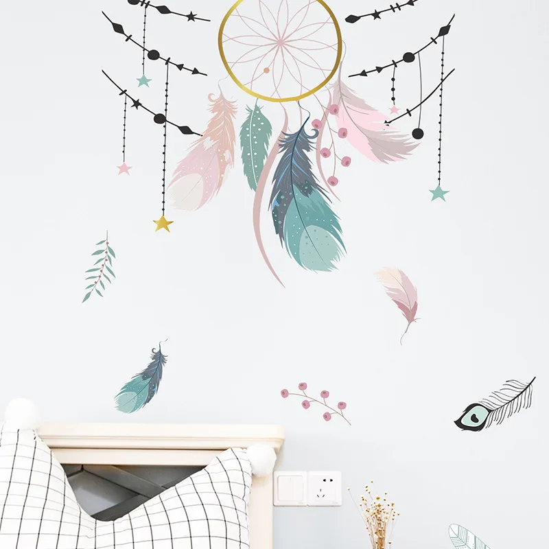 Cartoon feathers flying wall sticker Children bedroom living room background decor wallpaper home decoration kids stickers | Дом и сад
