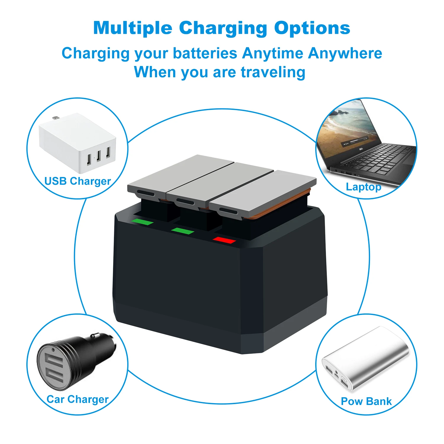 Carregador para Dji Baterias Pces Bateria 1 Rápido 3-channel Usb Osmo Ação Câmera Nova 3 1300 Mah - Image 5