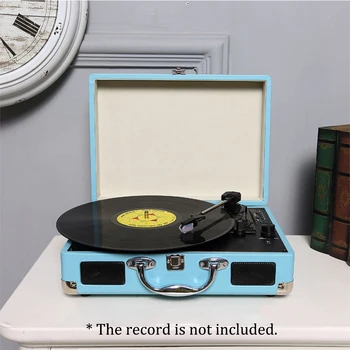 

Portable Turntable Record Player Classic Suitcase Style 3 Speed Record Player with Stereo Speakers USB Port Memory Card Slot