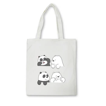 

Cute Animals Three Bears Print Canvas Tote Bag Eco Shopping Bag Daily Use Foldable Handbag Large Capacity Canvas Tote for Women