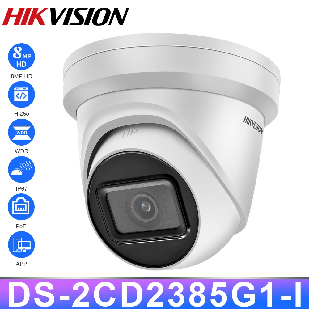 Hikvision Original DS-2CD2385G1-I 8MP 4K IP Camera Turret Security H.265 CCTV PoE WDR Camara Face Detect Powered by Darkfighter