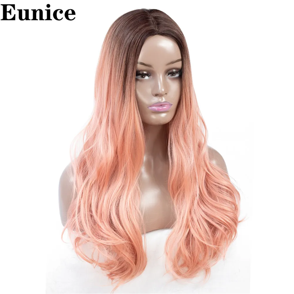 Длинные волосы волнистые парики высокой плотности температура Синтетические парики натуральный черный Омбре серый/Блонд/коричневый косплей волос для женщин Eunice