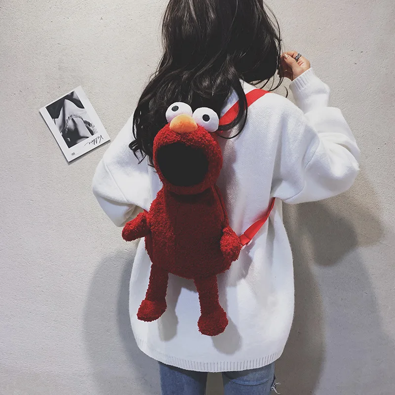 

Sesame Street Doll Backpack Stuffed Toy Cute GIRL'S Korean-style Children Sesame Street Modeling Playful Backpack