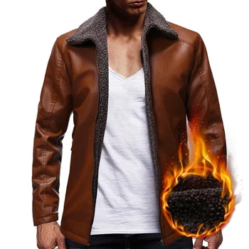 

2019 NEW Men Winter Warm Leather Jacket Vintage Oversize Thick Zipper Motorcycle Style Outwear Fashion Long Sleeve Streetwear