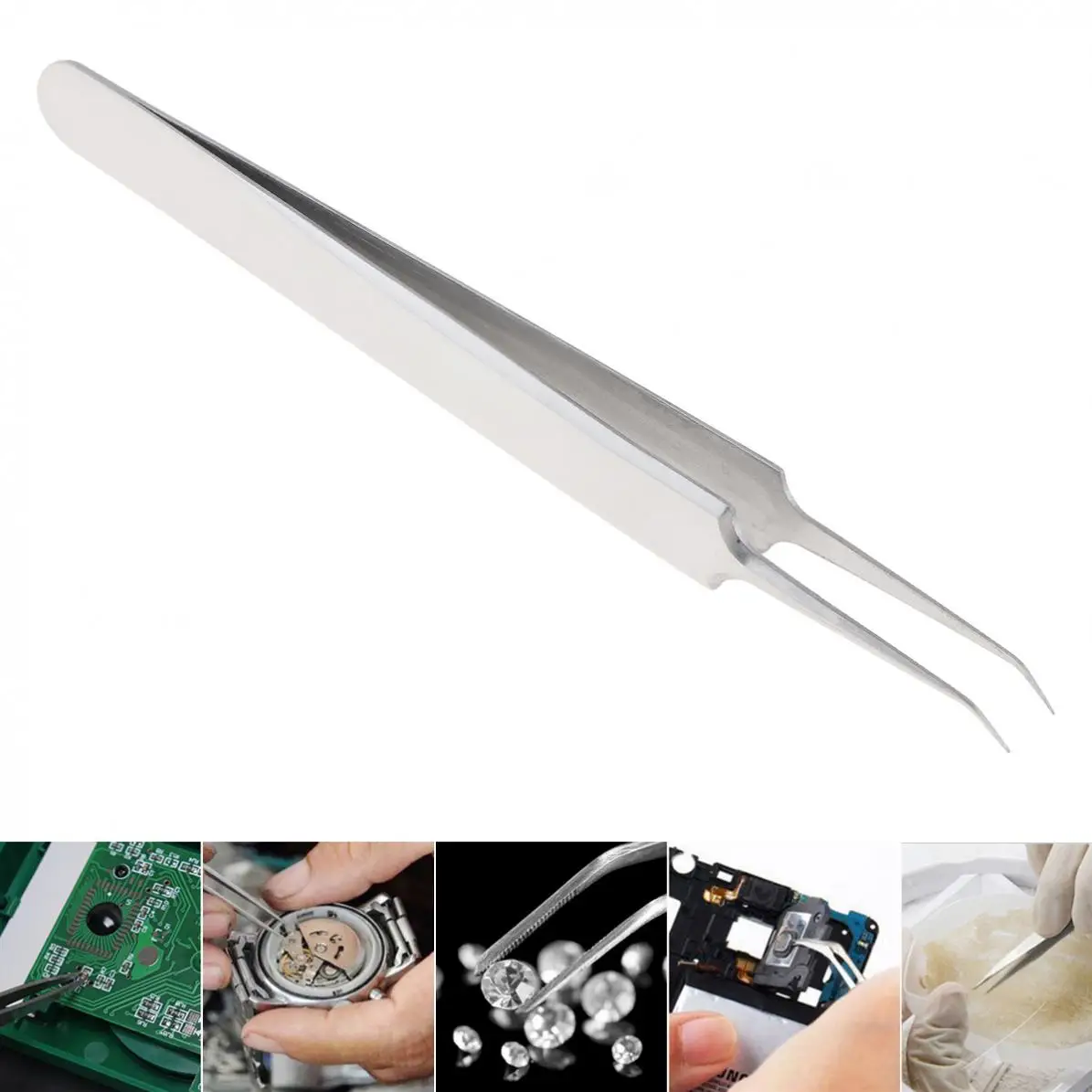 

Tweezers 115MM Stainless Steel Tweezers Curved Blackhead Pimple Comedone Tweezer for Face Cleaner