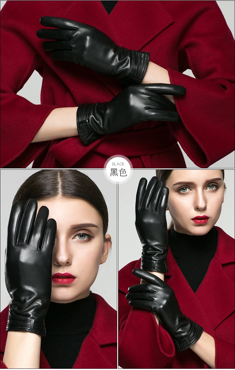 Настоящие кожаные женские перчатки на осень и зиму, сохраняющие тепло, высококачественные женские перчатки для вождения из козьей кожи