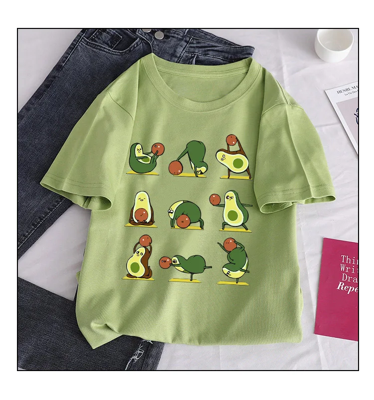 New Avocado Shirt Vegan T Shirt Women Harajuku Kawaii Short Sleeve T-shirt Vogue 90s Korean Style Tshirt Fashion Top Tees Female