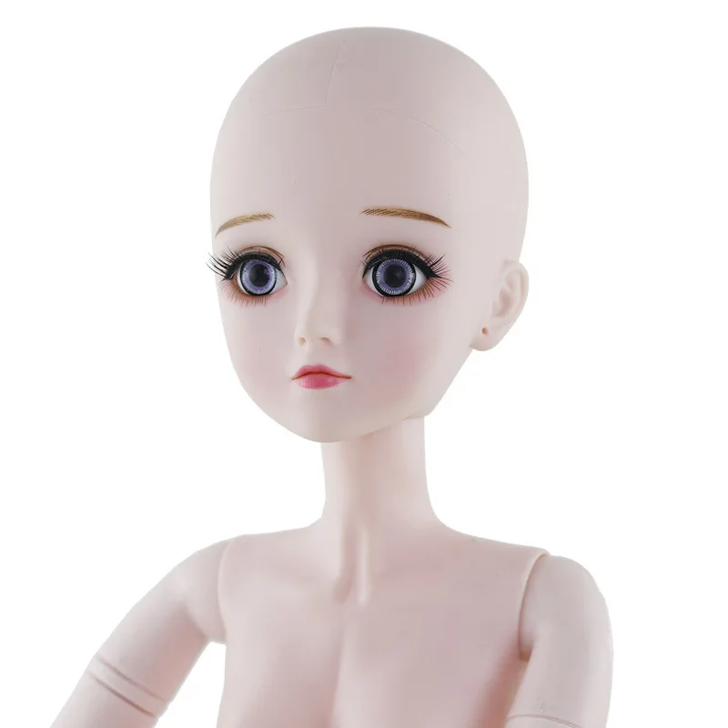 Belle 60 cm BJD fille poupée corps nu moules 3D yeux rose peau brune cheveux 
