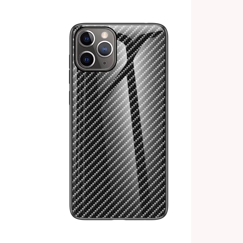 Для Apple iPhone 11Pro Max чехол из углеродного волокна с текстурой стекла гибридный мягкий силиконовый чехол для iPhone 11 Pro Max Модный чехол для телефона - Цвет: Черный