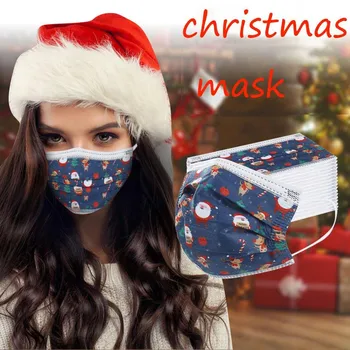 

50/100pc Adult Christmas Print Mascarillas Masks for Daily Care masque jetable Safety Air Fog Earloop Disposable Mask In Stock