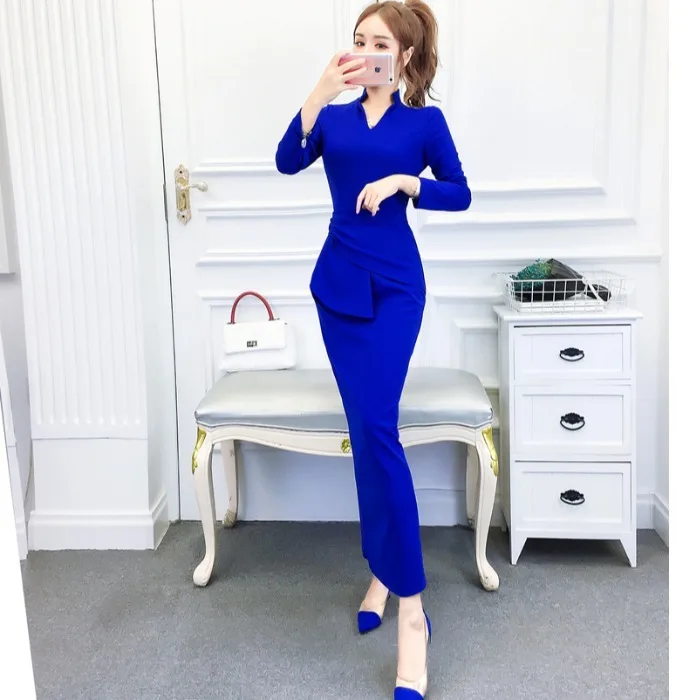 

2019 New Style Korean-style Fashion Elegant Goddess-Style Irregular Waist Hugging Slimming Dress Sheath Long Skirts Dress