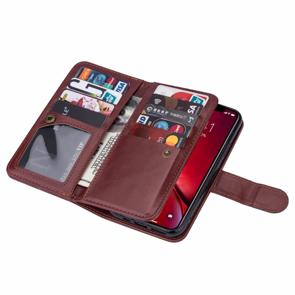 20 шт./партия Crazy horse 9 card 2 в 1 Сплит Горячая Распродажа чехол кожаный чехол для iphone 5 6 7 8 X XR XS Max 6 7 8 plus 11 Pro Max