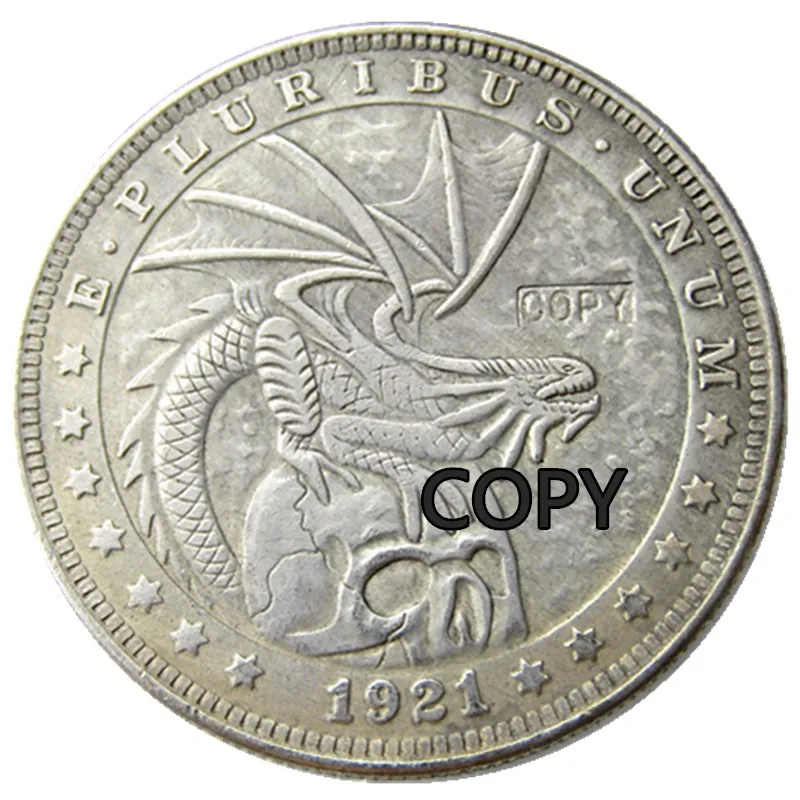 

HB(71)US Hobo 1921 Morgan Dollar Skull Zombie Skeleton Copy Coins