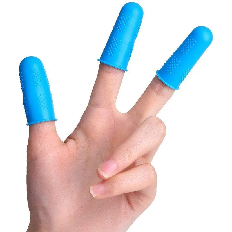 12 Pieces Finger Cots Silicone Finger Protection Covers Caps Fingertip Protectors Heat Resistant Sleeves 3 Sizes