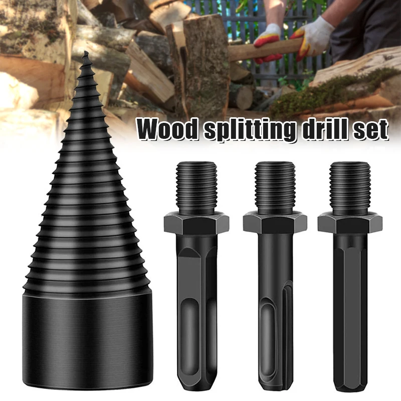

1 Set 32mm High Speed Twist Drill Bit Wood Splitter Screw Cones Splitting Bit Firewood Drill Square Round Hexagonal