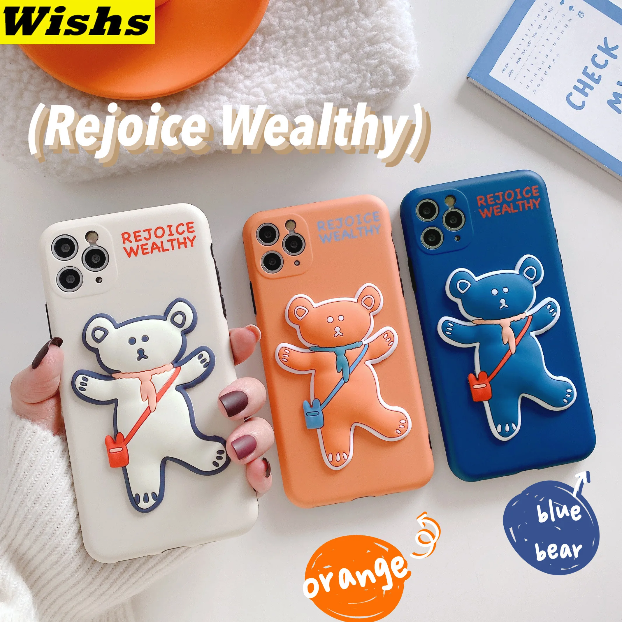 

Cute 3D Cartoon Backpack teddy bear Phone Case For iPhone 11 Pro Max X XS MAX XR 7 8 Plus soft Silicone Back Cover Case coque