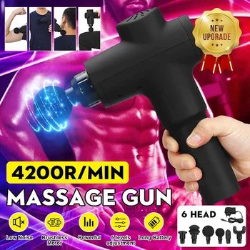 

4200r/min Therapy Massage Guns 6 Speeds Muscle Massager Pain Sport Massage Machine Relax Body Slimming Relief With 6 Heads