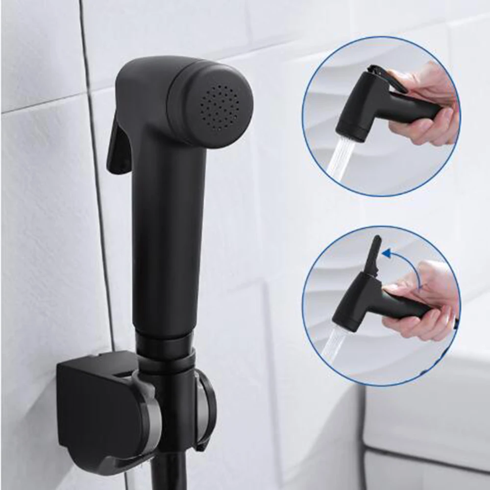 Black Handheld Bidet Toilet Sprayer ABS Hygiene Bathroom Head Nozzle