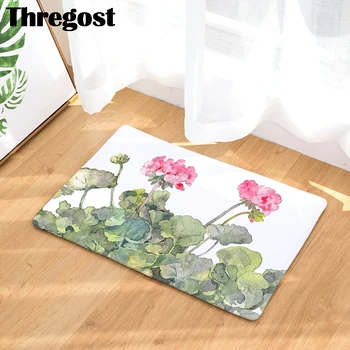 

Microfiber Flannel Floral Printed Floor Mats Iindoor Doormat Kitchen Rugs Mat 3D Rug Machine Washable Carpet Microfiber Door Mat
