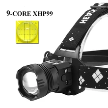 Lampe frontale étanche à LED XHP99, alimentée par batterie Rechargeable, éclairage très brillant à 500 mètres, idéal pour la pêche, le Camping, les aventures